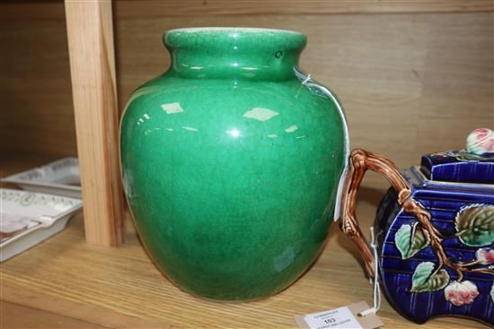 A 19th century Chinese green crackle glaze height 25cm